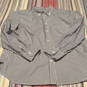 J. Crew Womens Navy and White Pinstripe Button-Down Shirt